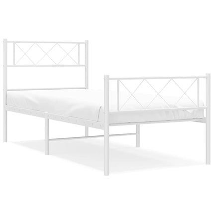 sengeramme med sengegavl og fodgærde 100x200 cm metal hvid