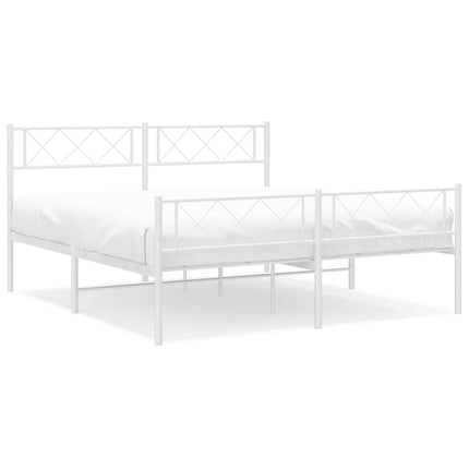 sengeramme med sengegavl og fodgærde 135x190 cm metal hvid