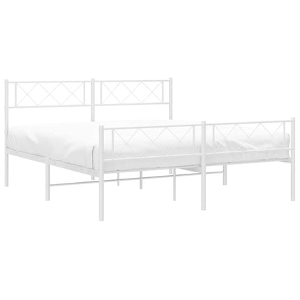 sengeramme med sengegavl og fodgærde 135x190 cm metal hvid