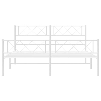sengeramme med sengegavl og fodgærde 135x190 cm metal hvid