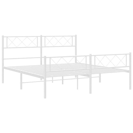 sengeramme med sengegavl og fodgærde 135x190 cm metal hvid