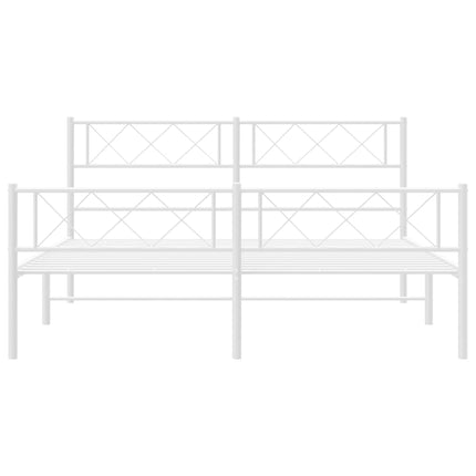 sengeramme med sengegavl og fodgærde 140x190 cm metal hvid