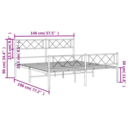 sengeramme med sengegavl og fodgærde 140x190 cm metal hvid