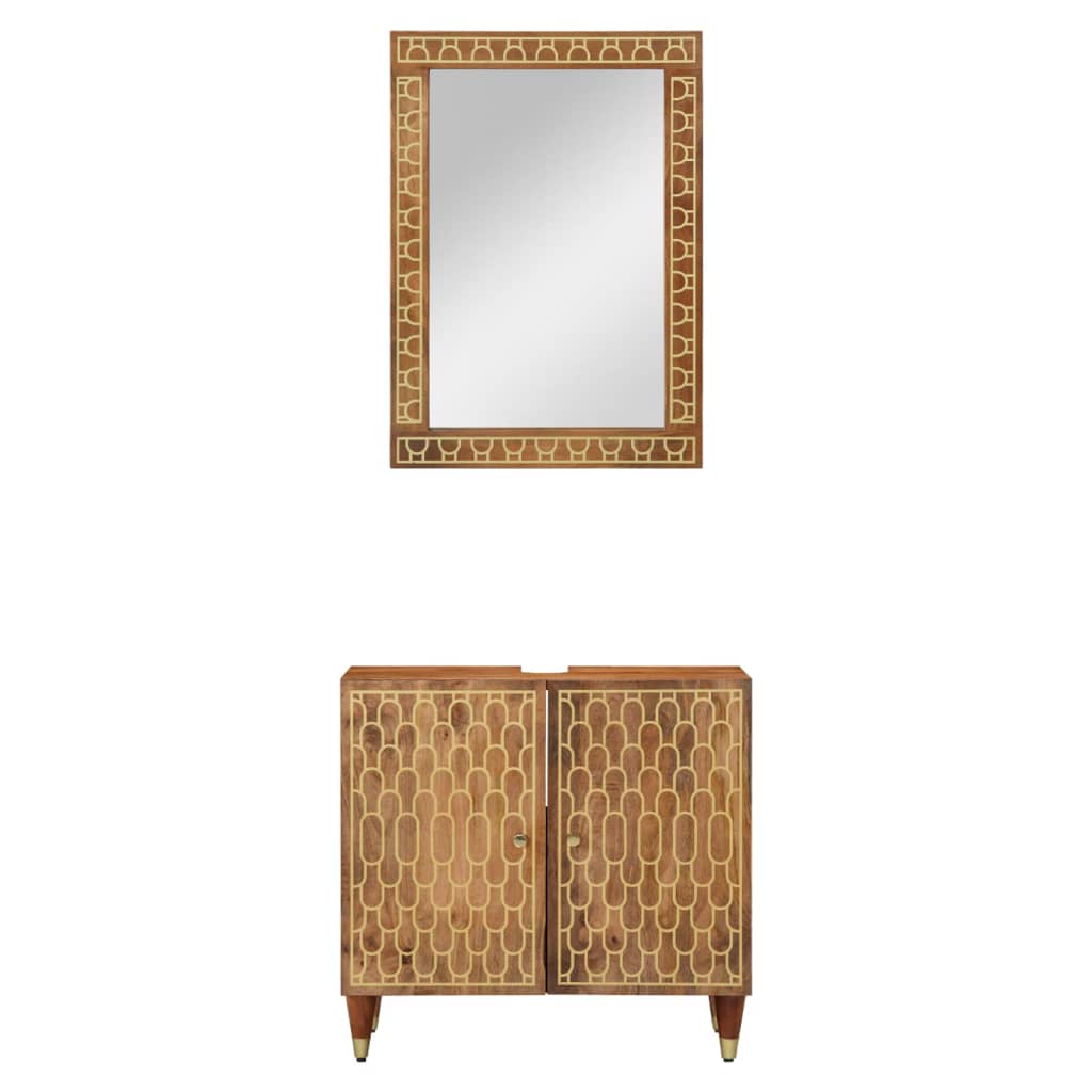 badeværelsesmøbelsæt 2 dele massivt mangotræ