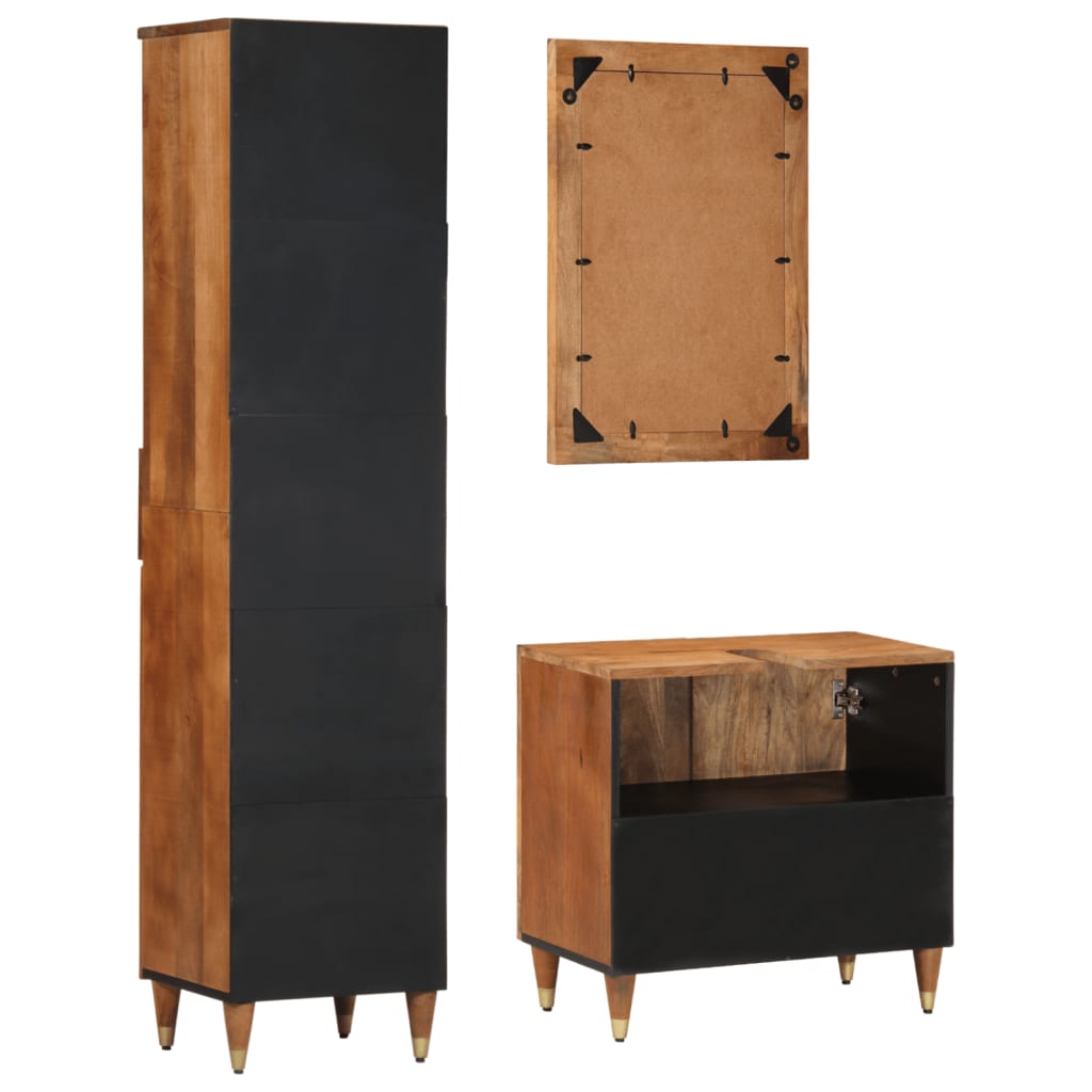 badeværelsesmøbelsæt 3 dele massivt mangotræ