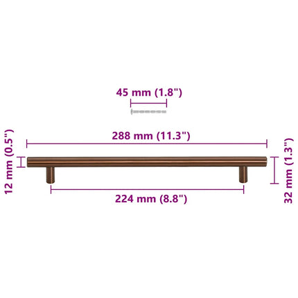 skabshåndtag 5 stk. 224 mm rustfrit stål bronzefarvet