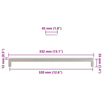 skabshåndtag 5 stk. 320 mm rustfrit stål sølvfarvet