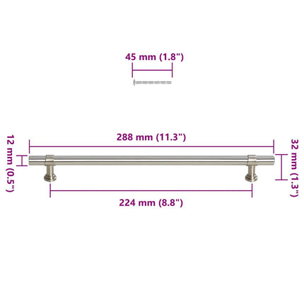 skabshåndtag 5 stk. 224 mm rustfrit stål sølvfarvet