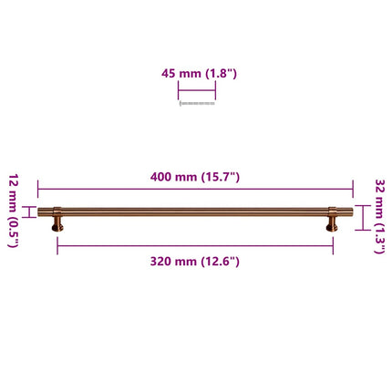 skabshåndtag 5 stk. 320 mm rustfrit stål bronzefarvet