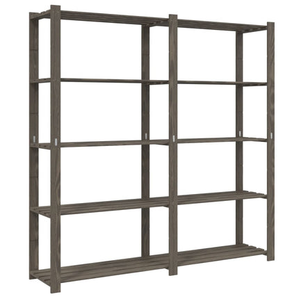 opbevaringsreol 5 hylder 70x38x170 cm massivt fyrretræ grå