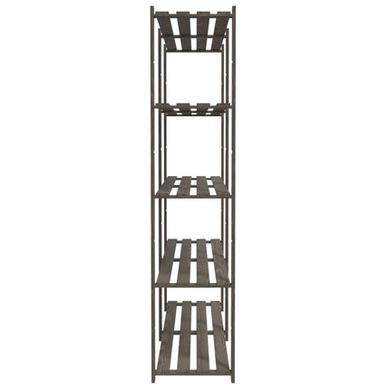 opbevaringsreol 5 hylder 70x38x170 cm massivt fyrretræ grå