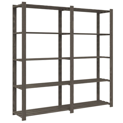 opbevaringsreol 5 hylder 70x38x170 cm massivt fyrretræ grå
