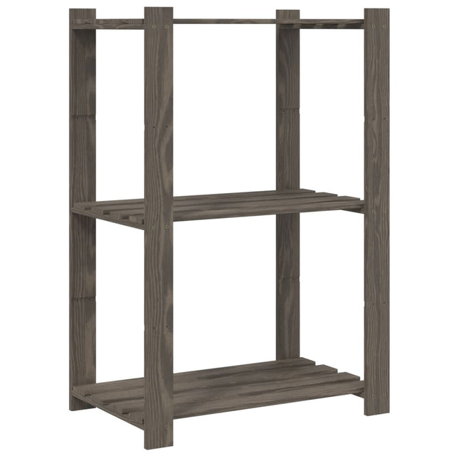 opbevaringsreol 3 hylder 60x38x90 cm massivt fyrretræ grå