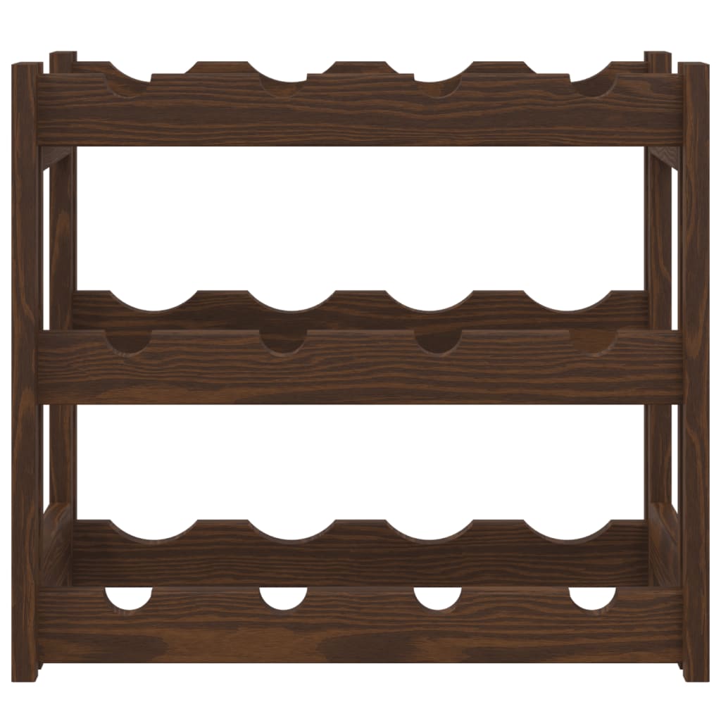 vinreol til 12 flasker massivt fyrretræ brun