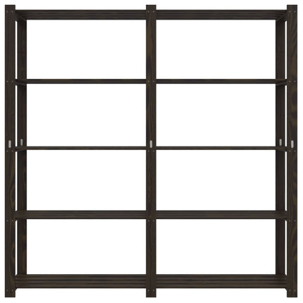opbevaringsreol 5 hylder 170x38x170 cm massivt fyrretræ sort