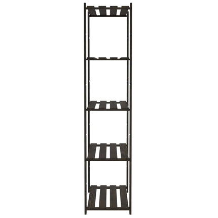 opbevaringsreol 5 hylder 80x38x170 cm massivt fyrretræ sort