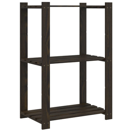 opbevaringsreol 3 hylder 60x38x90 cm massivt fyrretræ sort