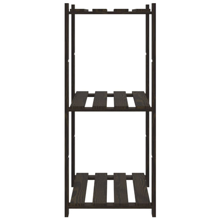 opbevaringsreol 3 hylder 60x38x90 cm massivt fyrretræ sort