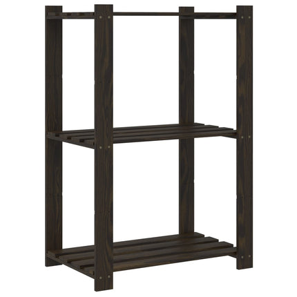 opbevaringsreol 3 hylder 60x38x90 cm massivt fyrretræ sort