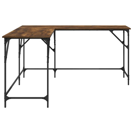 skrivebord 149x149x75 cm konstrueret træ røget egetræsfarve