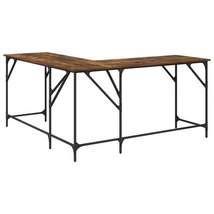 skrivebord 149x149x75 cm konstrueret træ røget egetræsfarve