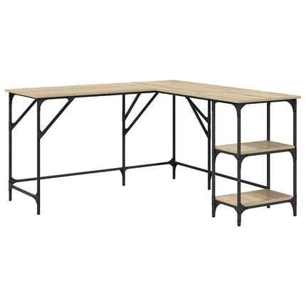 skrivebord 139x139x75 cm konstrueret træ sonoma-eg