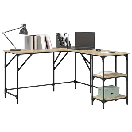 skrivebord 139x139x75 cm konstrueret træ sonoma-eg
