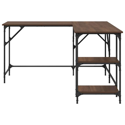 skrivebord 139x139x75 cm konstrueret træ brun egetræsfarve