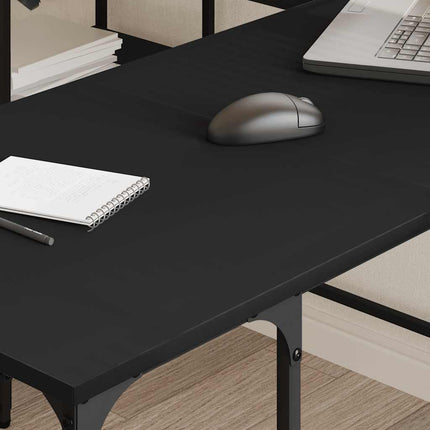 skrivebord 139x139x75 cm konstrueret træ sort