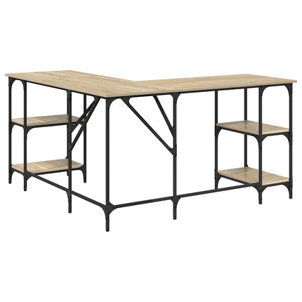 skrivebord 139x139x75 cm konstrueret træ sonoma-eg