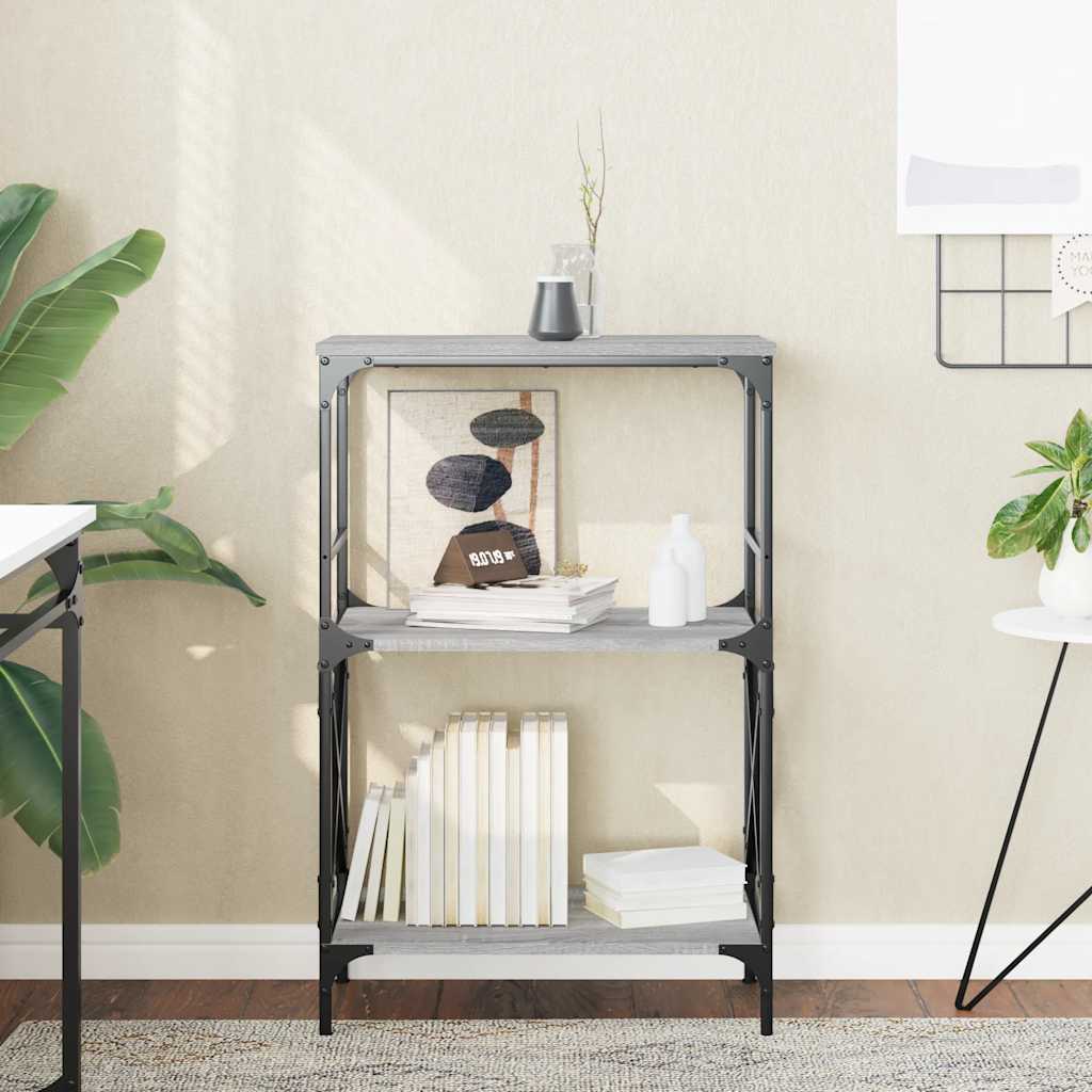 Bogreol med 4 hylder 59×35×90,5 cm - konstrueret træ i grå sonoma-eg