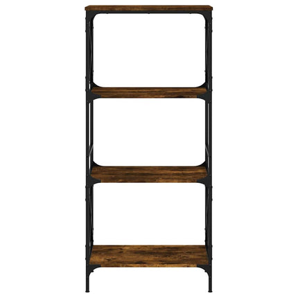 bogreol 4 hylder 59x35x132 cm konstrueret træ røget eg