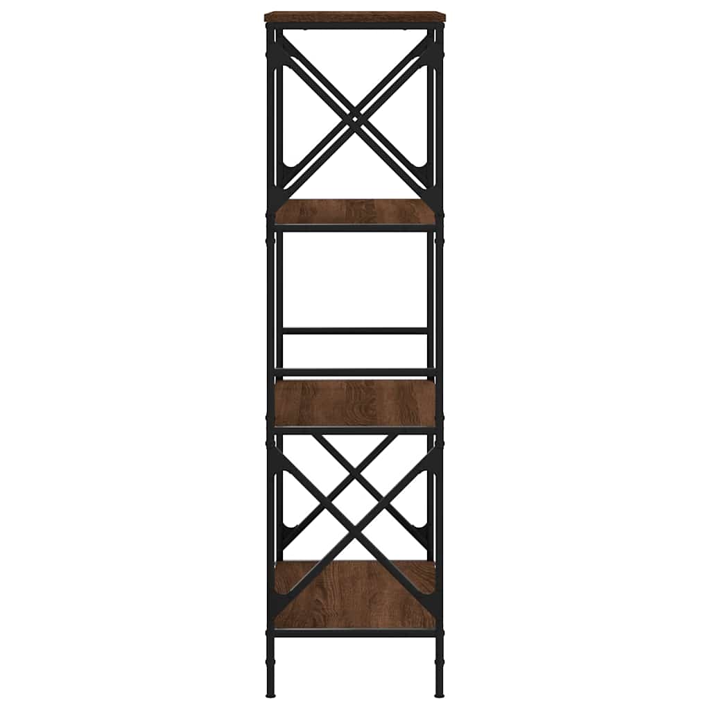 bogreol 4 hylder 59x35x132 cm konstrueret træ brunt eg