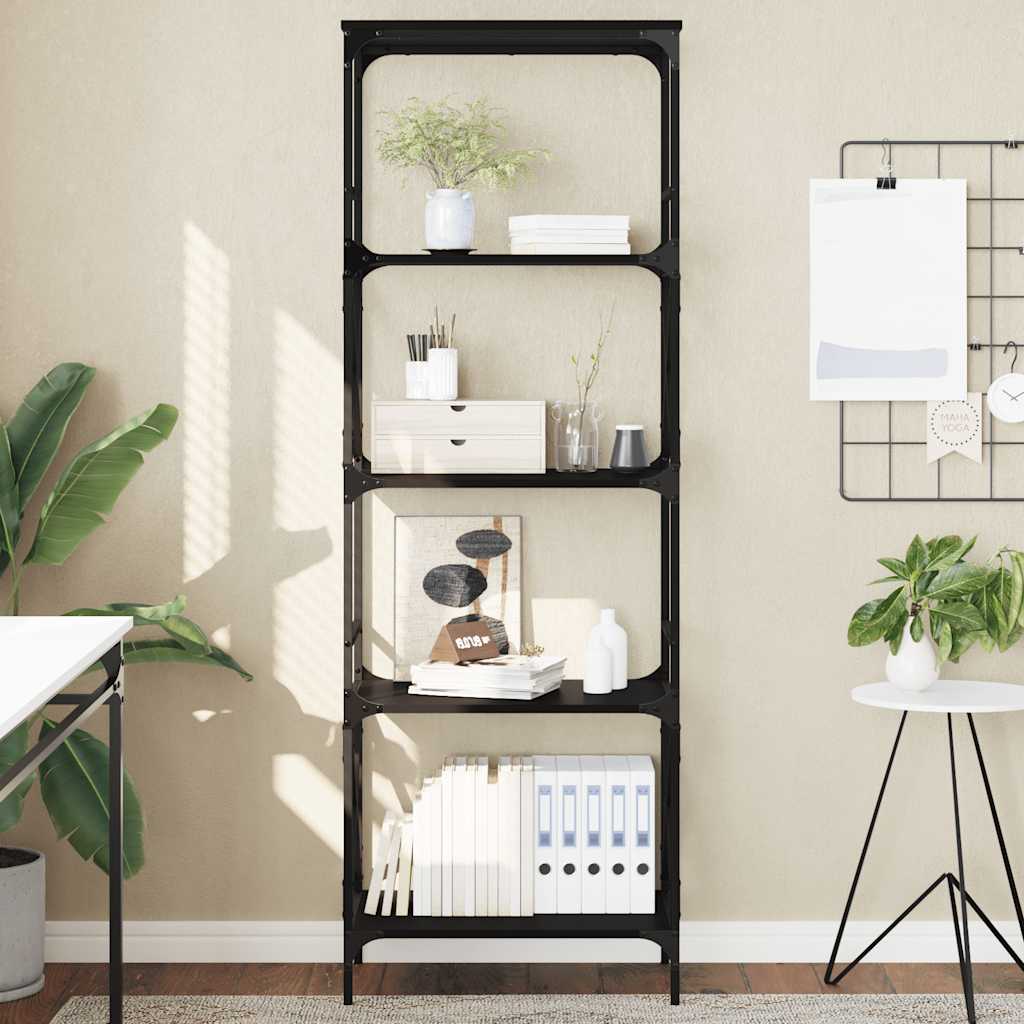 bogreol med 5 hylder 59x35x171 cm konstrueret træ sort billede