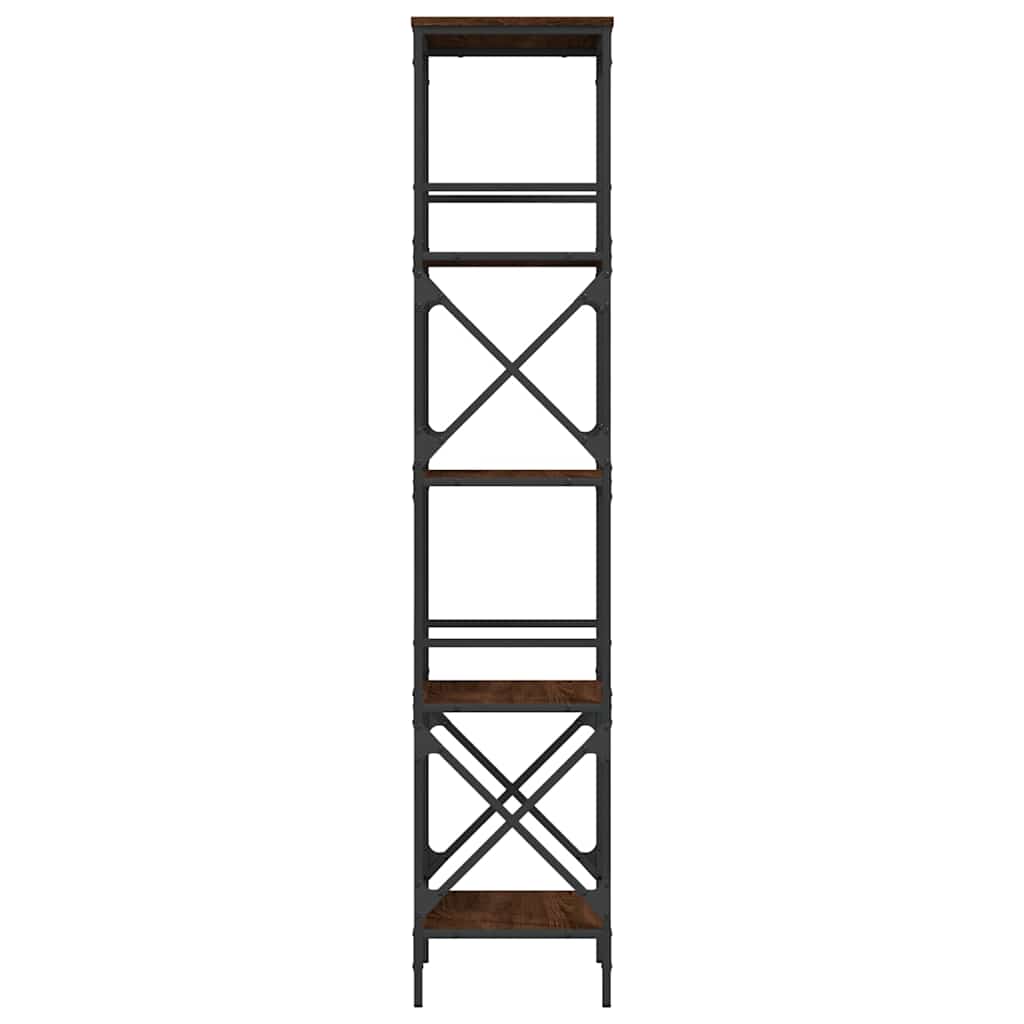 bogreol med 5 hylder 59x35x171 cm konstrueret træ brunt eg