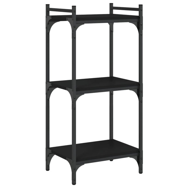 bogreol med 3 hylder 40x30x86 cm konstrueret træ sort
