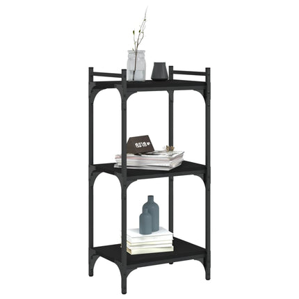 bogreol med 3 hylder 40x30x86 cm konstrueret træ sort