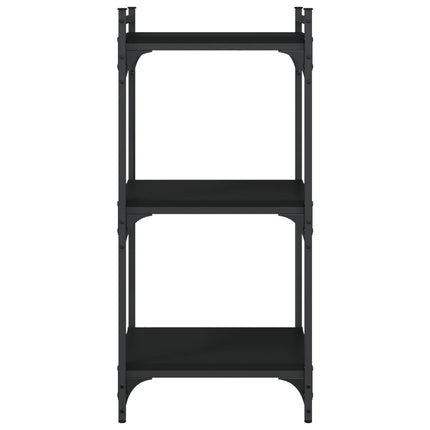 bogreol med 3 hylder 40x30x86 cm konstrueret træ sort