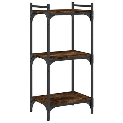 bogreol 3 hylder 40x30x86 cm konstrueret træ røget eg