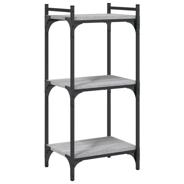 bogreol 3 hylder 40x30x86 cm konstrueret træ grå sonoma-eg