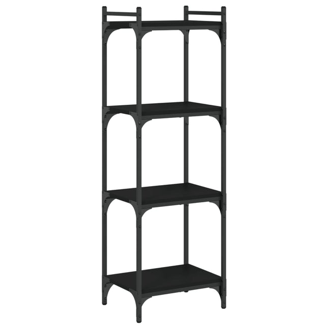 bogreol med 4 hylder 40x30x120 cm konstrueret træ sort