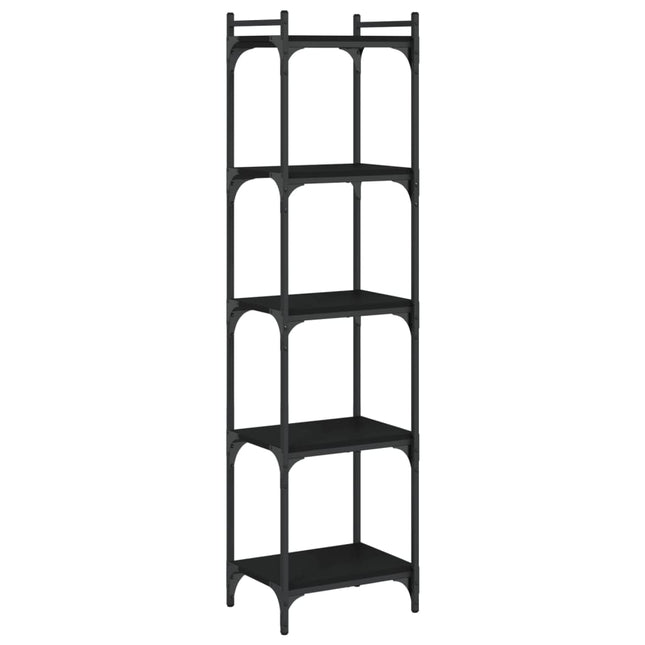 bogreol med 5 hylder 40x30x154 cm konstrueret træ sort