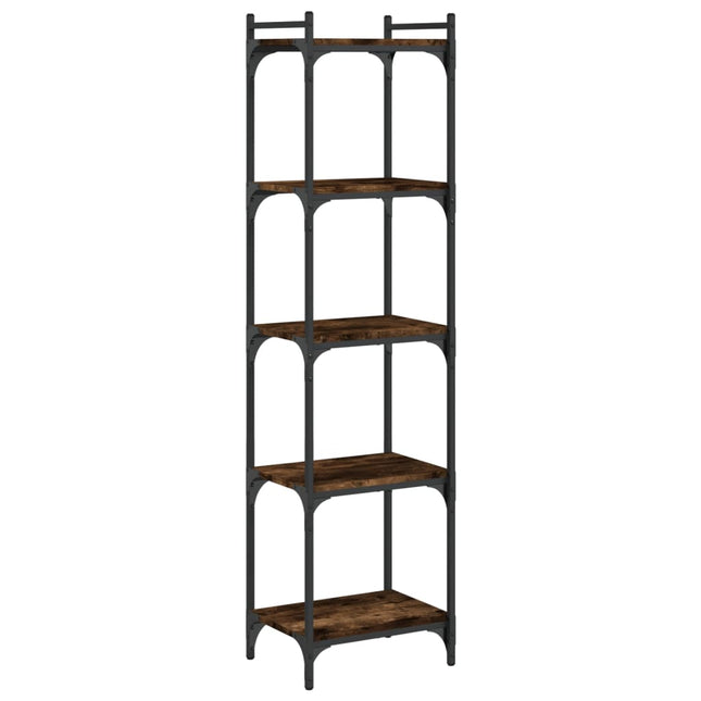 bogreol 5 hylder 40x30x154 cm konstrueret træ røget eg