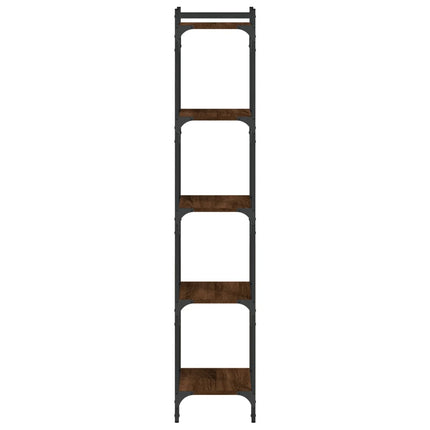 bogreol 5 hylder 40x30x154 cm konstrueret træ brunt eg