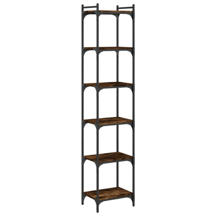 bogreol 6 hylder 40x30x188 cm konstrueret træ røget eg