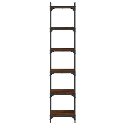 bogreol 6 hylder 40x30x188 cm konstrueret træ brunt eg