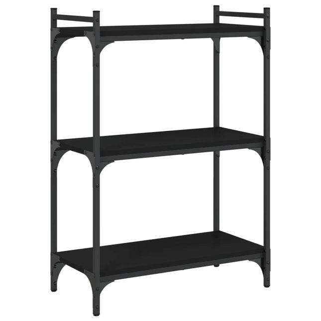bogreol med 3 hylder 60x30x86 cm konstrueret træ sort