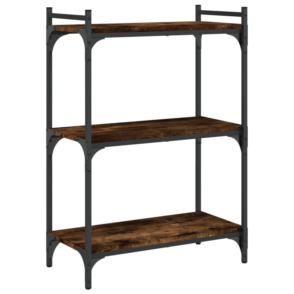 bogreol 60x30x86 cm 3 hylder konstrueret træ røget eg