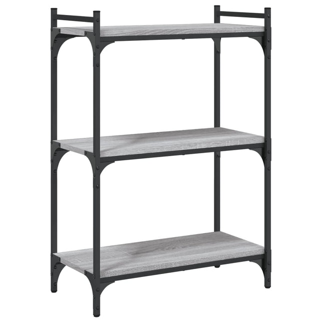 bogreol 60x30x86 cm 3 hylder konstrueret træ grå sonoma-eg