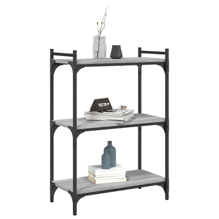 bogreol 60x30x86 cm 3 hylder konstrueret træ grå sonoma-eg